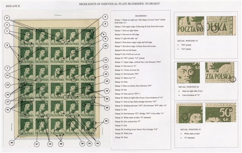 Issued Stamps (341-343) 1944 25gr, 50gr and 1zl, set of three upper left sheet corner margin panes of 30, unused without gum as issued, fine-v.f.  Each sheet is accompanied by an overlay
