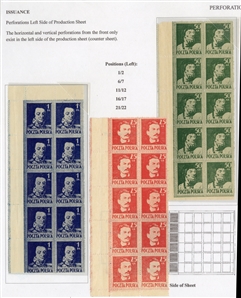 Issued Stamps (341-343) 1944 25gr, 50gr and 1zl complete set of three right sheet corner margin blocks of ten, unused without gum as issued, n.h., fine-v.f., signed Korszen, etc