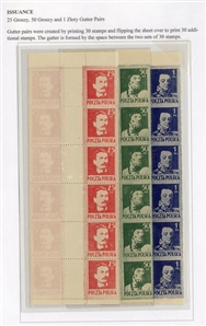 Issued Stamps (341-343) 1944 25gr, 50gr and 1zl, set of three horizontal gutter Tete-Beche blocks of 12 (six sets of pairs), unused without gum as issued, v.f. (Fi.18,000zl $4,600)