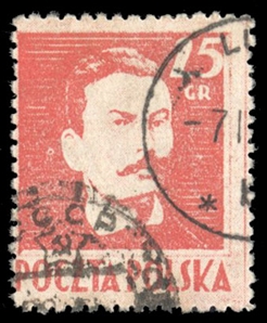 Issued Stamps (341) 1944 25gr red, canceled Lublin and Soviet (C.C.P.) arrival, indicating that this stamp was on cover which went through the USSR postal system, fine, signed Schmutz