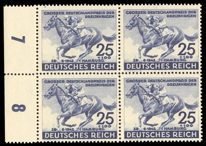 Germany (B204) cat value $66, 1942 Hamburg Derby, block of four, never hinged