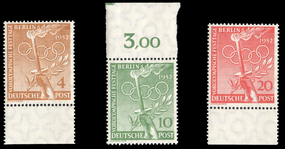 Berlin (9N81-83) cat. value $22.50, 1952 Olympics, complete set, never hinged
