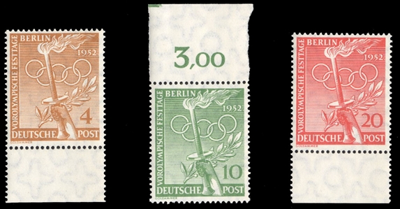 Berlin (9N81-83) cat. value $22.50, 1952 Olympics, complete set, never hinged