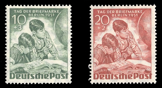 Berlin (9NB6-7) cat. value $35, 1951 Stamp Day, set of two, never hinged