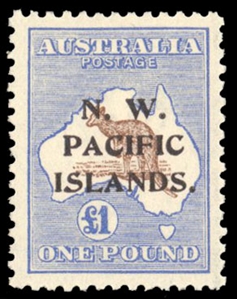 North West Pacific Islands (26) cat. value $400, £1 ultramarine and brown, hinged