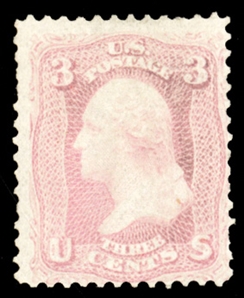 United States 1861-68 Issues (64) 1861 3c pink, h.r., usual centering and irregular perforations, tiny corner crease, otherwise a fine example of this rare shade, with 1972 and 2003 PFCs, the...