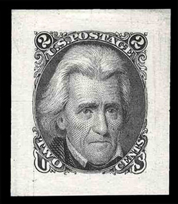 United States 1861-68 Issues (73aP2) 1861 2c black, die II, small die proof from the Roosevelt Album, expertly removed from gray card, v.f., cat. $1,300