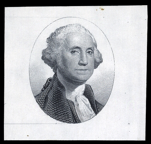 United States 1861-68 Issues (79-E37c) 1868 Vignette of Washington, unshaded background, die in black on white glazed paper, card backing removed, v.f.