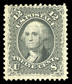 United States 1867 Grill Issue (90) 1867 12c black, E.Grill, l.h., usual centering, fine, with 2002 PFC, cat. $4,750
