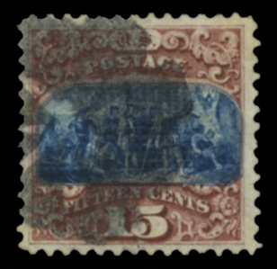United States 1869 Pictorials (118) 1869 15c brown and blue, type I, circle of wedges cancel, well centered, v.f., with 2018 PFC, cat. $900