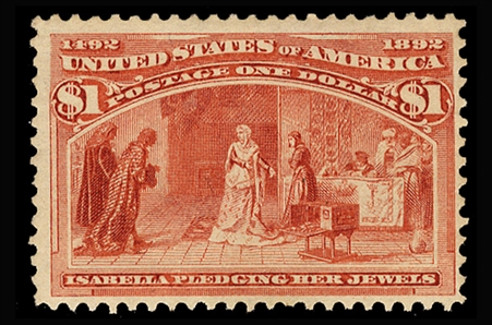 United States 1893 Columbian Exposition (241) 1893 $1 salmon, fresh color, h.r., fine, with 2004 PFC, cat. $1,000