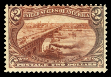 United States 1898 Trans-Mississippi Exposition (293) 1898 $2 orange brown, l.h., fresh and fine stamp, with 2018 PFC stating "the color slightly oxidized at right", cat. $2,000