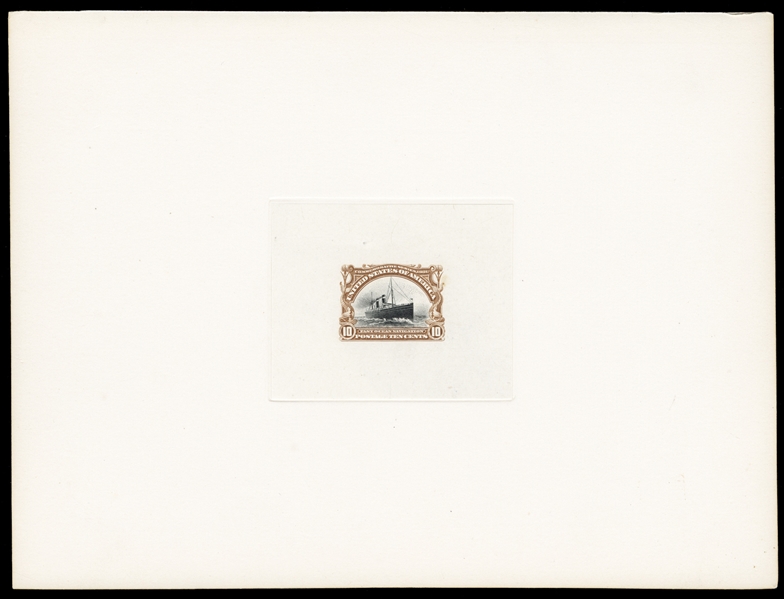 United States 1901 Pan-American Exposition (294-299P1) 1901 1c-10c complete set of large die proofs, die sunk on full cards (194x145mm), each with gilt edge from a presentation album and blue...