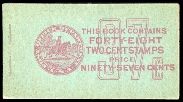 United States 1917-29 Issues (634e) 1926 97c unexploded booklet containing eight panes of 2c carmine lake, n.h., v.f., with 2014 PSE certificate (catalogued as individual panes $6,000, complete...