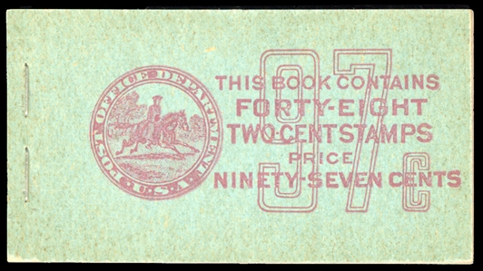 United States 1917-29 Issues (634e) 1926 97c unexploded booklet containing eight panes of 2c carmine lake, n.h., v.f., with 2014 PSE certificate (catalogued as individual panes $6,000, complete...