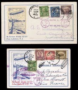 United States - Zeppelin Flights 1928 (28 Oct) Albert Roessler cacheted LZ-127 cover, franked with 1c green, overprinted "Graf Zeppelin" (small "A" in "Graf"), also 5c Roosevelt and...