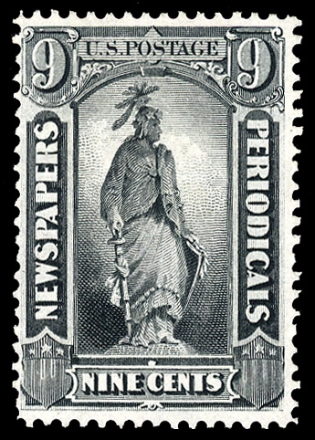 United States - Newspaper Stamps (PR38) 1875 Special Printing, 9c gray black, unused without gum as issued, rich color, fresh and fine, only 1,795 printed, with 1996 PSE certificate, cat. $1,200