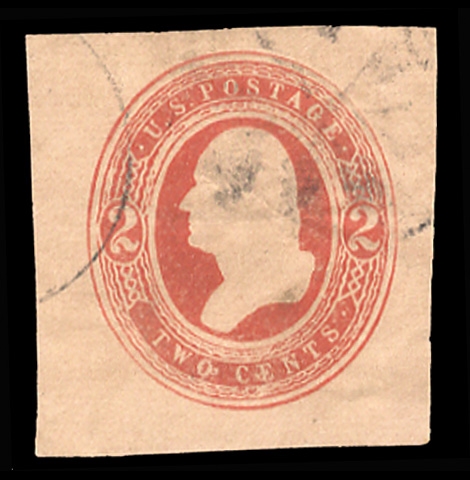United States - Postal Stationery (U242) 1884 2c red on fawn (UPSS 744) cut square, 35x36, used, fresh color, minor paper wrinkles, still v.f., one of the only 3-4 known cut squares (not known...