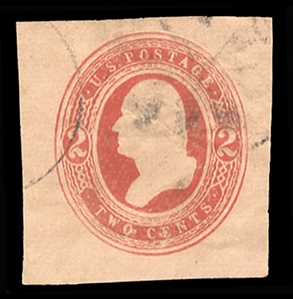 United States - Postal Stationery (U242) 1884 2c red on fawn (UPSS 744) cut square, 35x36, used, fresh color, minor paper wrinkles, still v.f., one of the only 3-4 known cut squares (not known...