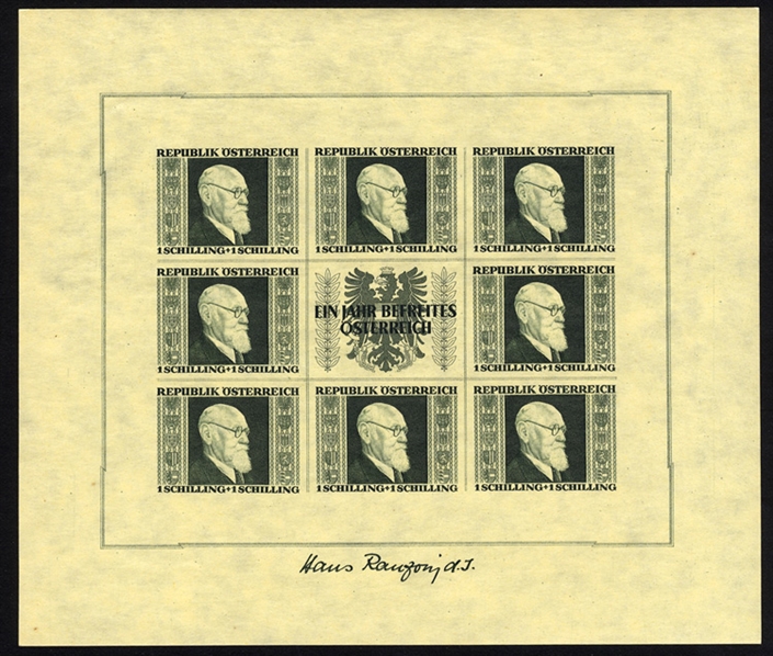 AUSTRIA  Semi-Postals (B185-188) 1946 Dr.Karl Renner souvenir sheets of eight, complete set, n.h., fine-v.f., cat. $2,000
