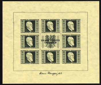 AUSTRIA  Semi-Postals (B185-188) 1946 Dr.Karl Renner souvenir sheets of eight, complete set, n.h., fine-v.f., cat. $2,000