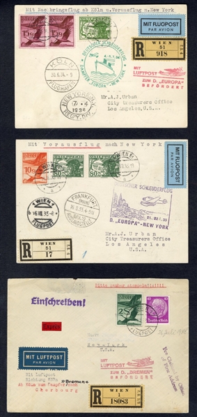 AUSTRIA  Dornier Do-X Flights 1930-35 collection of 51 covers or cards, all different flights and cachets, some mixed franking with German adhesives, usually addressed to New York or Los...