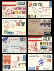AUSTRIA  Dornier Do-X Flights 1930-35 collection of 51 covers or cards, all different flights and cachets, some mixed franking with German adhesives, usually addressed to New York or Los...