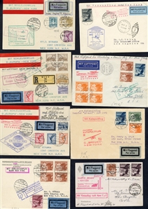 AUSTRIA  Dornier Do-X Flights 1930-35 collection of 51 covers or cards, all different flights and cachets, some mixed franking with German adhesives, usually addressed to New York or Los...