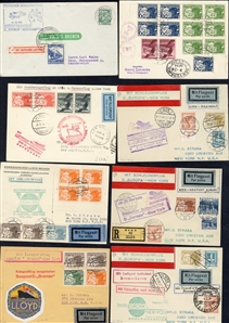 AUSTRIA  Dornier Do-X Flights 1930-35 collection of 51 covers or cards, all different flights and cachets, some mixed franking with German adhesives, usually addressed to New York or Los...