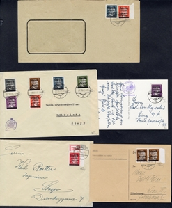 AUSTRIA Austria - Post WWII Local Issues - Losenstein 1945 Type I (typographed), two cards and three covers (one legal size "window" envelope), franked with 12 overprinted stamps (seven...