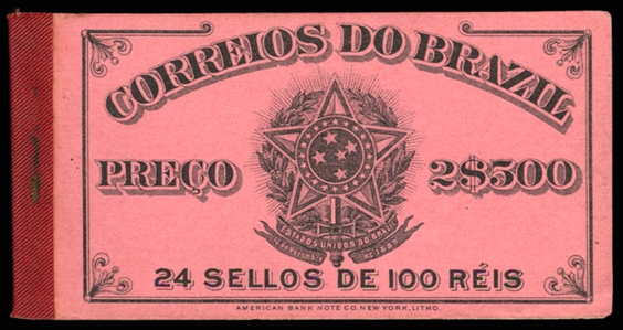 BRAZIL (177a) 1909 unexploded 2$500 booklet with panes of 100r, very fresh, usual dried gum and faint toning affecting the panes, fine intact booklet (RHM CD1)