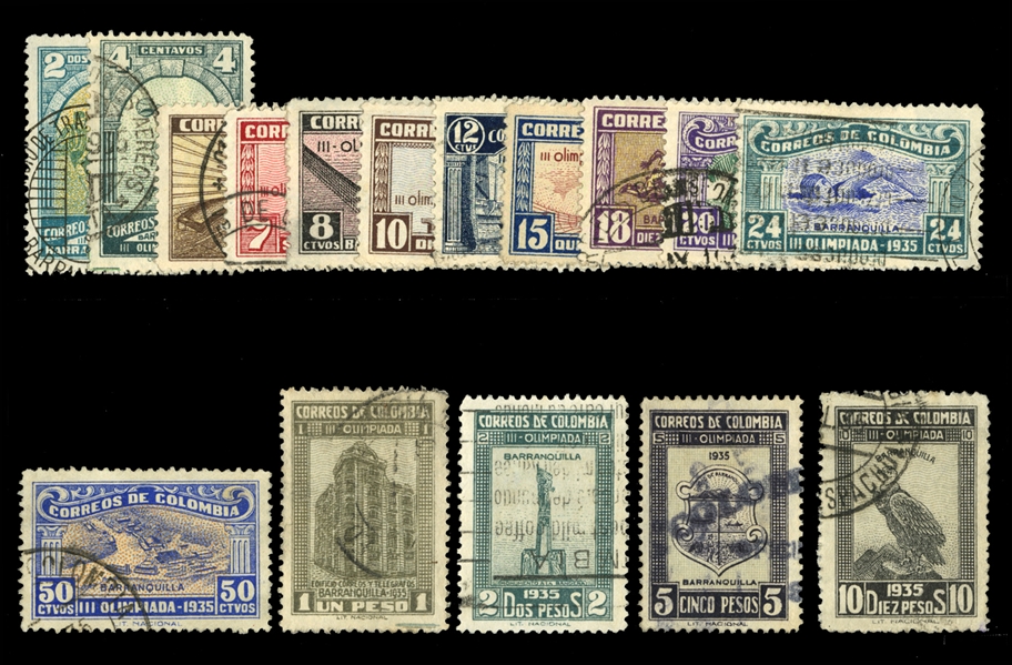 COLOMBIA (421-36) 1935 Barranquilla National Games, complete set used, some creases, otherwise fine-v.f., cat. $1,183
