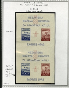 CROATIA Semi-Postals (B7-10-var) 1942 Model Planes, selection, with imperforate horizontal pairs, regular gum, n.h., imperforate blocks of four, shiny ungummed paper, two sets of imperforate...