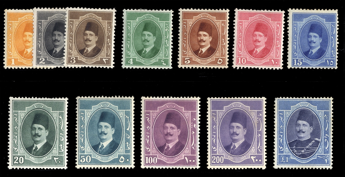 EGYPT (78-103) 1922-24 Independent Kingdom issues, overprints and King Fouad to £1, h.r., occasional gum toning, fine-v.f., cat. $449