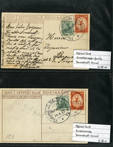 GERMANY Air Post Semi-Officials (CL1-4,CL4a) 1912 Flugpost am Rheim an Main, specialized selection of 23 official cards, 10pf red orange (13), 20pf (4), 30pf deep green, three singles on card...