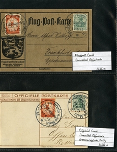 GERMANY Air Post Semi-Officials (CL1-4,CL4a) 1912 Flugpost am Rheim an Main, specialized selection of 23 official cards, 10pf red orange (13), 20pf (4), 30pf deep green, three singles on card...