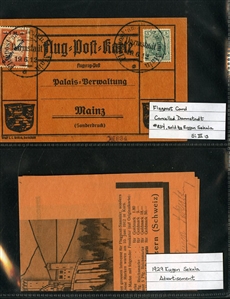 GERMANY Air Post Semi-Officials (CL1-4,CL4a) 1912 Flugpost am Rheim an Main, specialized selection of 23 official cards, 10pf red orange (13), 20pf (4), 30pf deep green, three singles on card...