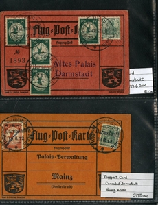 GERMANY Air Post Semi-Officials (CL1-4,CL4a) 1912 Flugpost am Rheim an Main, specialized selection of 23 official cards, 10pf red orange (13), 20pf (4), 30pf deep green, three singles on card...