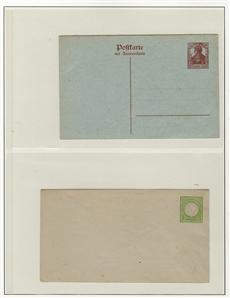 GERMANY  Postal Stationery 1872-73 collection of 48 different unused entire envelopes, mostly Small and Large Shields, also 5 1/2pf Germania, proof of unsevered postal reply card; beautiful...