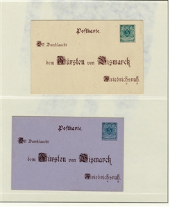 GERMANY  Postal Stationery 1872-73 collection of 48 different unused entire envelopes, mostly Small and Large Shields, also 5 1/2pf Germania, proof of unsevered postal reply card; beautiful...
