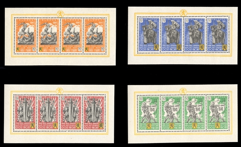 GERMAN WORLD WAR II OCCUPATION ISSUES Belgium - Flemish Legion (Mi.I-IV) 1941 Issue, sheetlets of four, n.h., v.f., €500