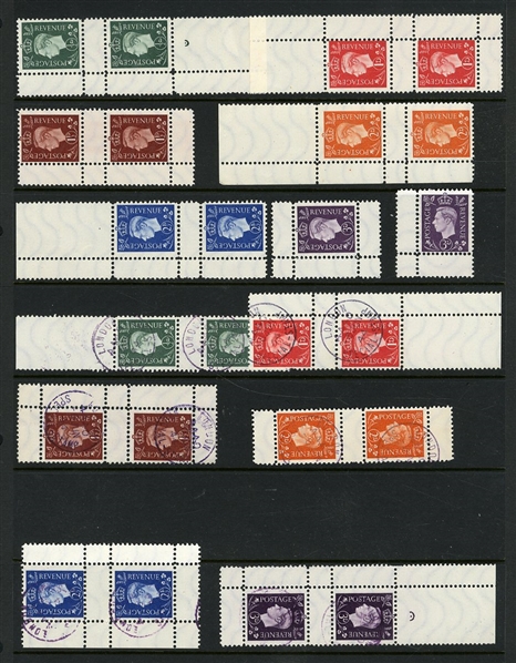 GERMAN WORLD WAR II OCCUPATION ISSUES German Propaganda Forgeries for Great Britain  (Mi.3-8) 1941 King George VI with Star of David on top of the Crown, used and unused sets of vertical gutter...