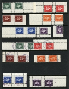 GERMAN WORLD WAR II OCCUPATION ISSUES German Propaganda Forgeries for Great Britain  (Mi.3-8) 1941 King George VI with Star of David on top of the Crown, used and unused sets of vertical gutter...