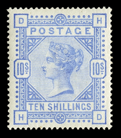 GREAT BRITAIN  (109) 1884 10sh ultramarine, l.h., well centered, v.f., signed Diena, cat. $2,625