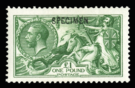 GREAT BRITAIN (176S) 1913 £1 green, overprinted Specimen in black, heavy h.r., well centered, v.f. (SG 403s) £3,000