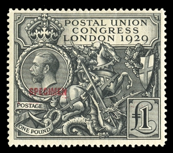 GREAT BRITAIN (209S) 1929 £1 black, overprinted Specimen in red, h.r., well centered, v.f. (SG 438s) £3,000
