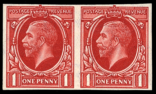 GREAT BRITAIN (211E) 1934-36 1p carmine, imperf. and gummed essay, horizontal pair, n.h., v.f.