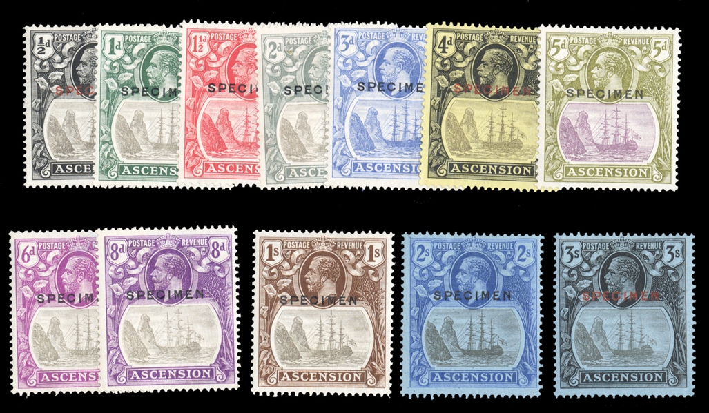 BRITISH COMMONWEALTH ASCENSION (10-21S) 1924-33 George V, complete set, overprinted Specimen, h.r., fine-v.f. (SG 10-20s) £1,000