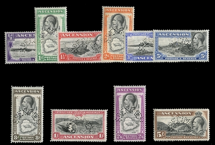 BRITISH COMMONWEALTH ASCENSION (23-32S) 1934 Pictorials, complete set, perforated Specimen, h.r., fresh, fine-v.f. (SG 21-30s) £500