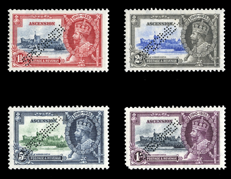 BRITISH COMMONWEALTH ASCENSION (33-36S) 1935 Silver Jubilee, set of four, perforated Specimen, h.r., fine-v.f. (SG 31-34s) £425